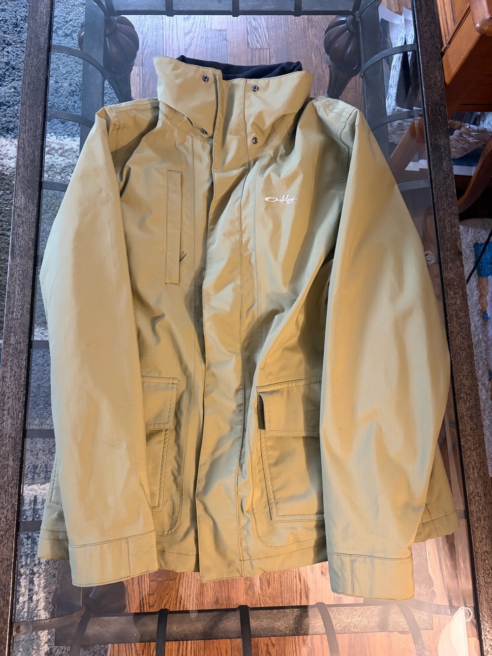 Oakley Men's Olive Hooded Rain Jacket